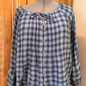 Lucky Brand Plaid long sleeve blouse